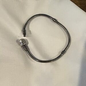 Pandora Moments Barrel Clasp Gunmetal Snake Chain Bracelet